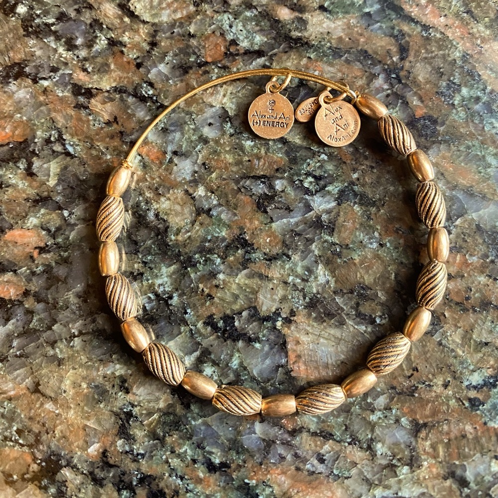 NWOT Alex and Ani gold beaded bangle bracelet "Energy"